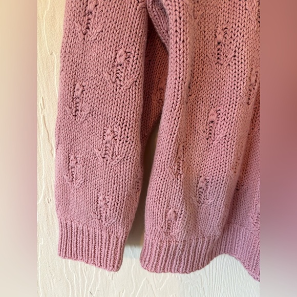 UNREAL Vintage Dusty Pink Knit Woven Crochet Cotton Sweater Jumper Pullover - Picture 8 of 11